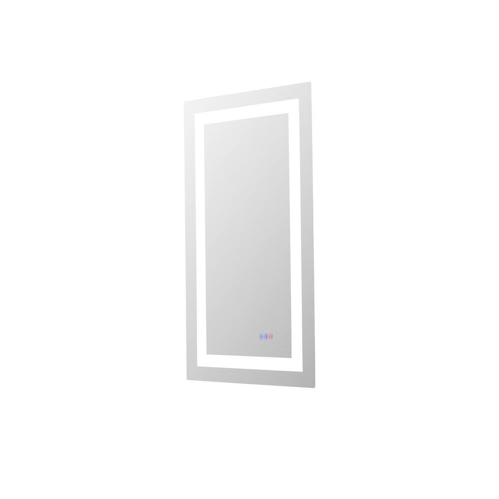 Left. Elegant Kitchen and Bath - Riven 36X20 Led Mirror, Adjustable Color 3000K/4200K/6400K - White.