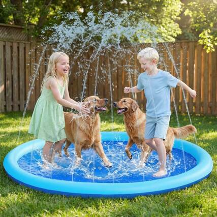 Front. Joyfy - 72" Splash Pad Sprinkler, Non-Slip Water Sprinkler Mat, Outdoor Water Toy Thickened Sprinkler for Kids Dogs Summer.