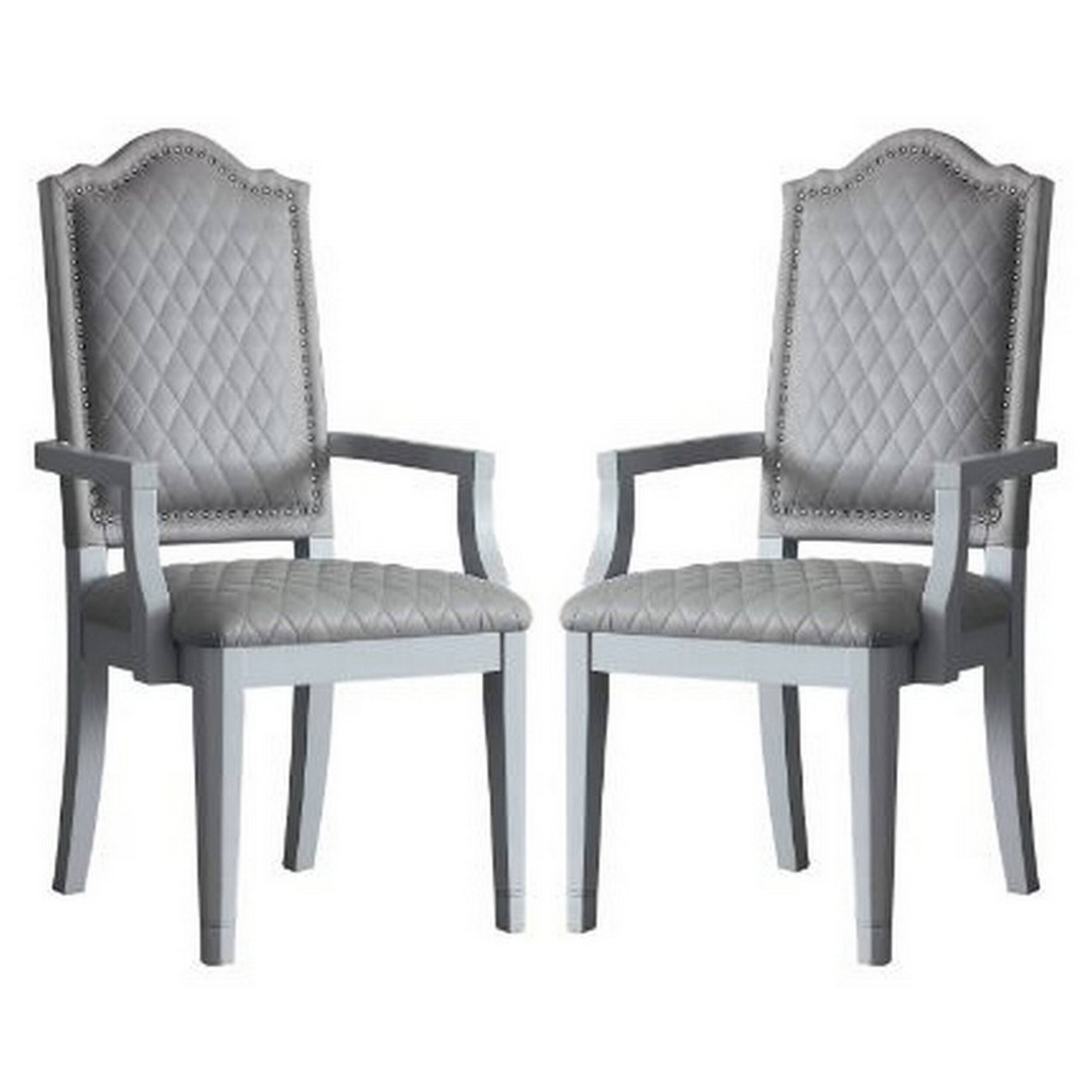 Front. Manhattan Lane - Arm Chair with Padded Seat and Arched Top, Set of 2 - Beige.