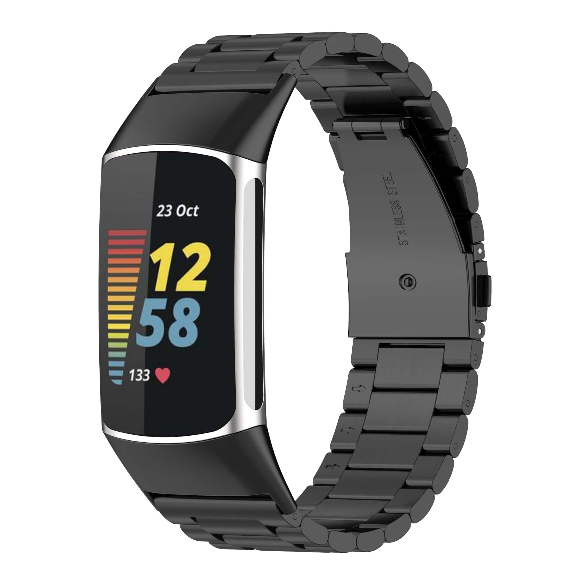 StrapsCo - Classic Bracelet Stainless Steel Watch Band Strap For Fitbit Charge 6 - Black price history on PriceWatchPro