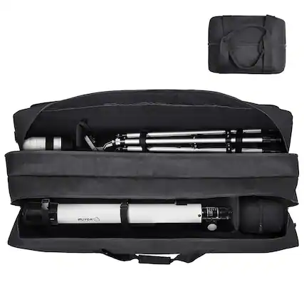 Front. VEVOR - Telescope Case, 41", Telescope Large Storage Bag with Fixed Buckles, Multi-Pocket and Detachable Divider - Black.