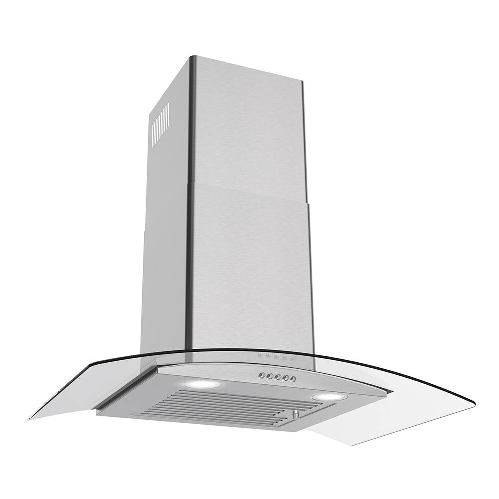 Alt View 1. Streamline - 30 in. Girardi Ducted Wall Mount 220 CFM Range Hood, Baffle Filters, Push Button Control, LED Lights - Brushed Stainless Steel.