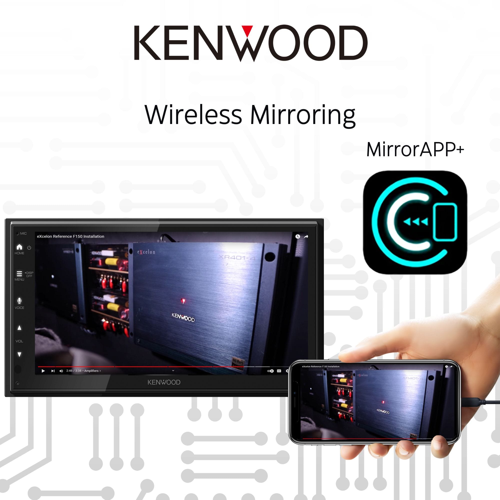 KENWOOD Wireless Mirroring MirrorApp+ ML Station Installation Reference F150 Instiallation eXcelos XR401-4 - uPT EN VOLE KENWOOD AN P07E - KENWOOD - - - Coeiom Prg ECO