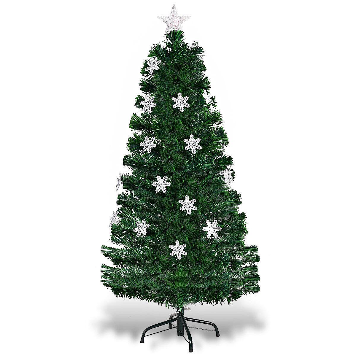 Costway 4FT PreLit Fiber Optic Christmas Tree Multicolor Lights Green