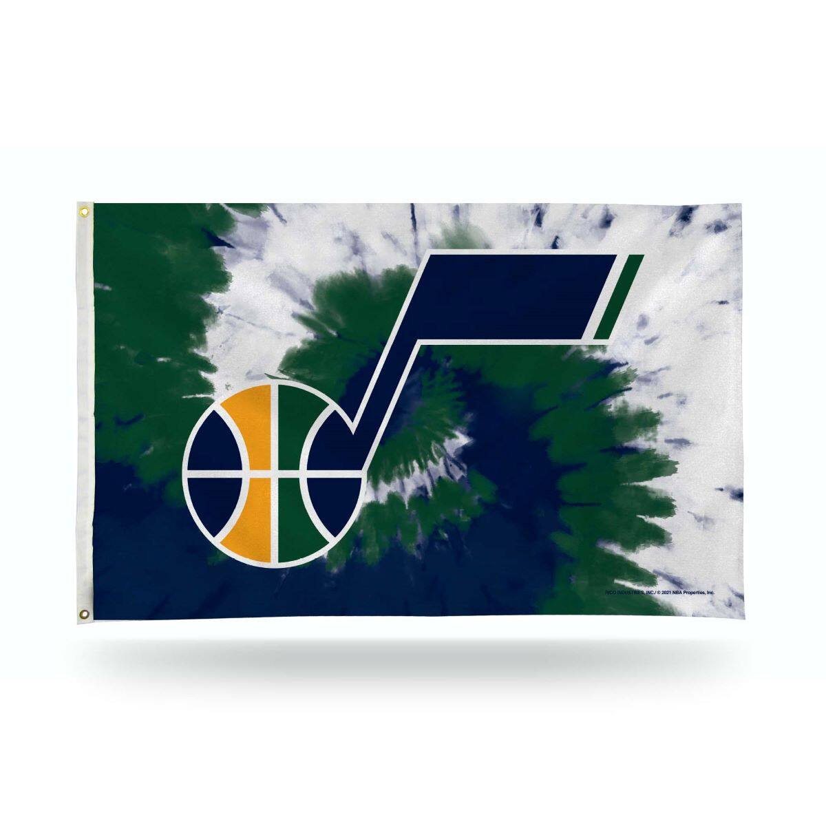 Front. Rico Industries - Utah Basketball Jazz Bold Tie Dye Look Indoor Outdoor 3x5 Banner Flag - Multi.