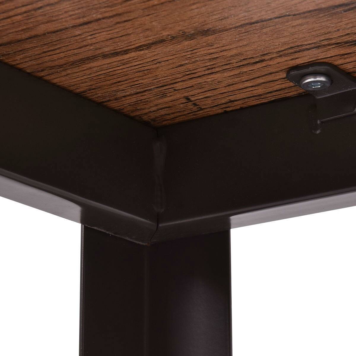 Alt View 1. Hivvago - Industrial Modern Steel Frame Wood Top Computer Desk with Locking Wheels - brown.