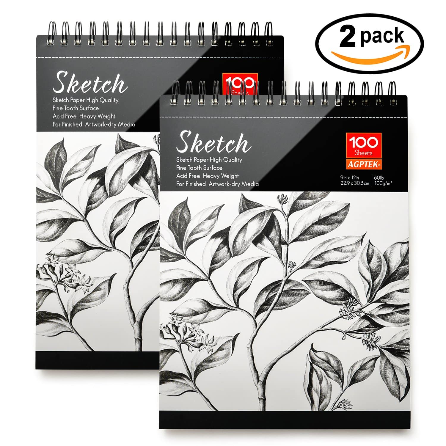 "AGPtek - Art Drawing Pad Sketch Book 9"" x 12"", 2 Packs - Black" price history on PriceWatchPro