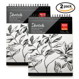 AGPtek - Art Drawing Pad Sketch Book 9" x 12", 2 Packs - Black