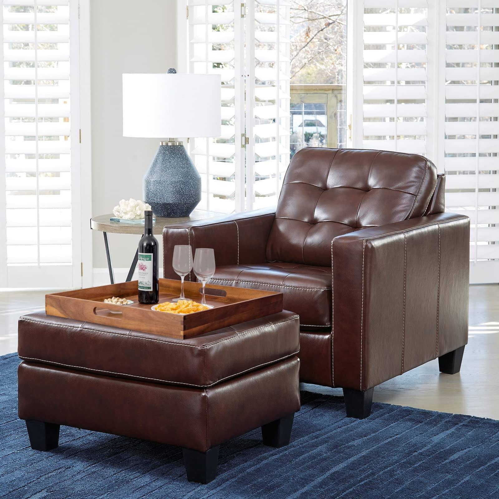 Left. JETRANSPORT - Serving Tray Handles Inch Large Square Ottoman Coffee Table Wooden Trays Decorative Party Food Breakfast - Square Tray -22 Inch.