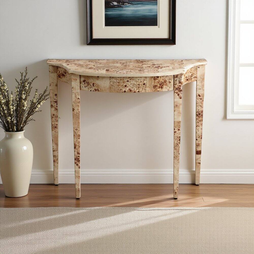 Alt View 3. Starlight Canyon Home - Light Brown Half Moon Console Table - Narrow Entryway and Sofa Table - Light Brown.