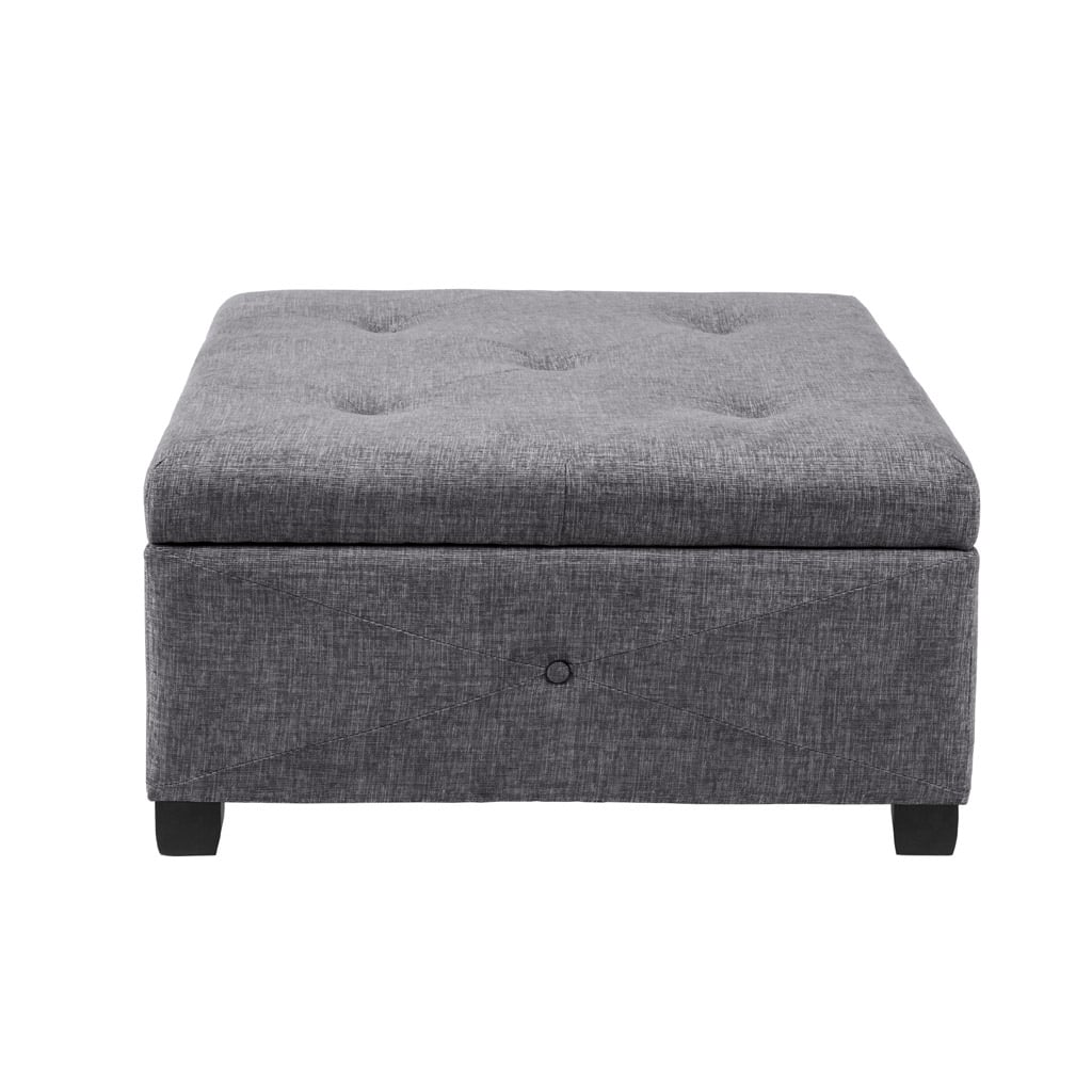 Gracie Mills - Rylie Button-Tufted Square Storage Ottoman - Charcoal