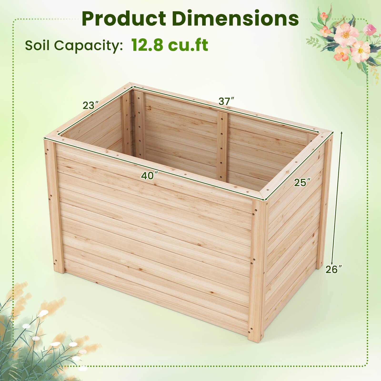 Product Dimensions

Soil Capacity: 12.8 cu.ft

23" x 37" x 40" x 25" x 26"