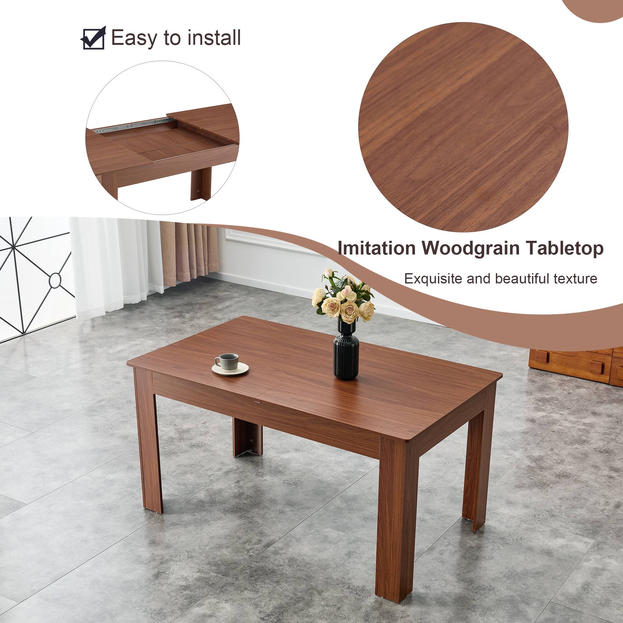 Easy to install

Imitation Woodgrain Tabletop

Exquisite and beautiful texture