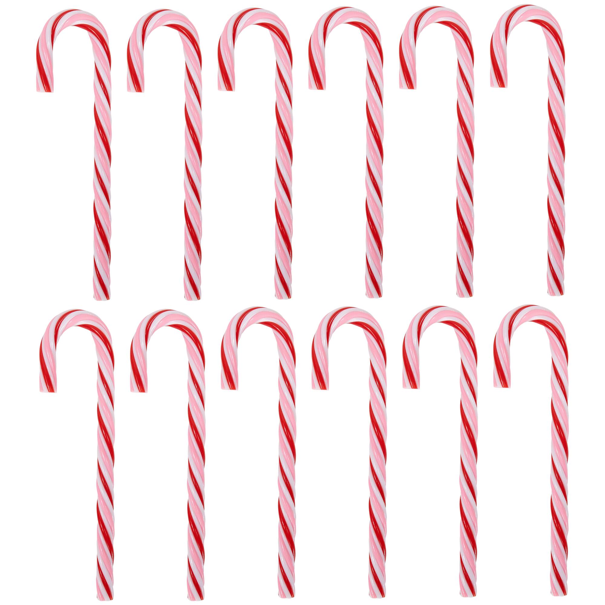 Front. Northlight - Peppermint Candy Cane Christmas Ornaments - 7" - Red and White - 12 ct - Red.