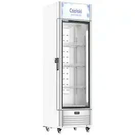 Coolski - 9.0 Cu.ft. Commercial Beverage Refrigerator and Cooler, Glass Door Merchandiser Refrigerator in Sliver - Silver