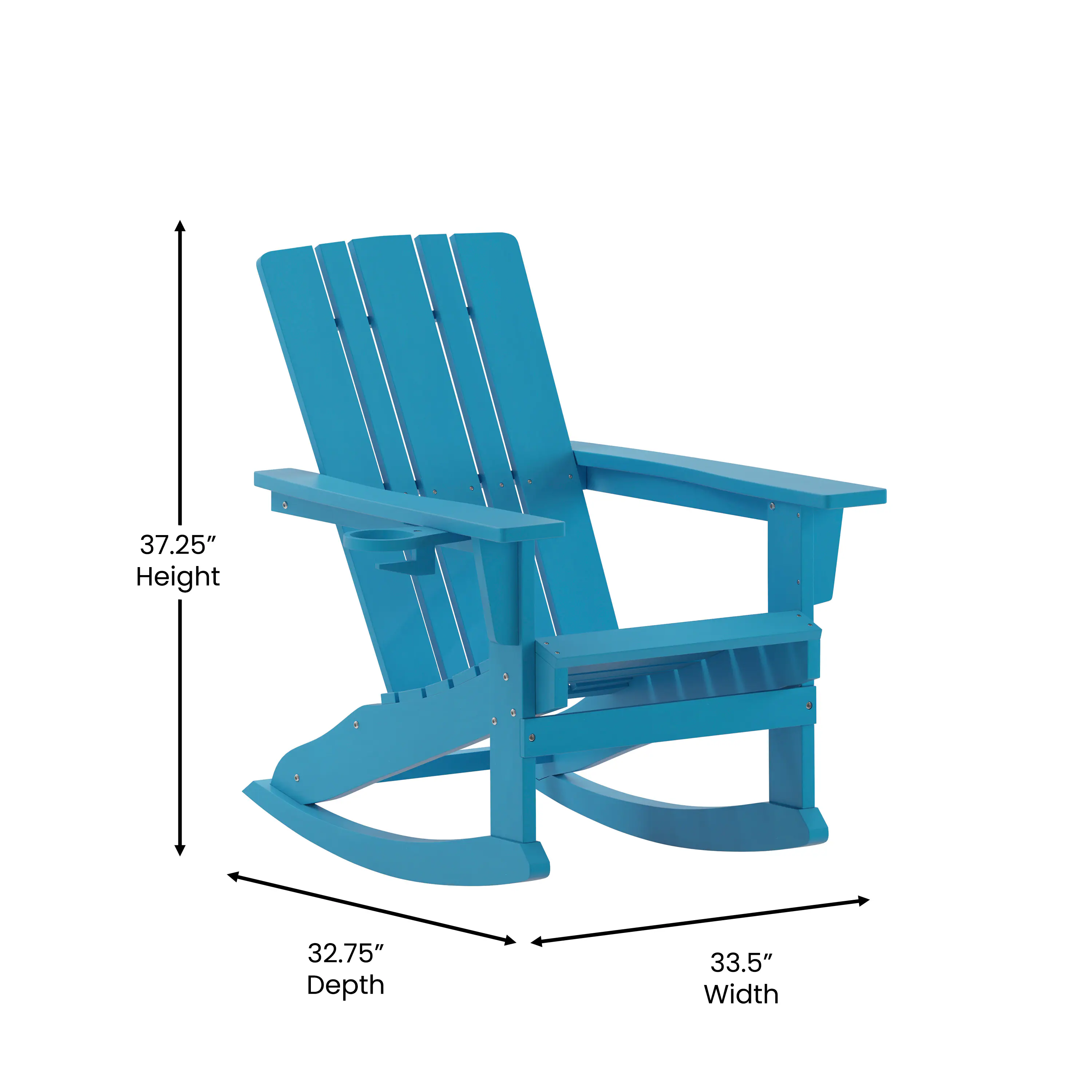 Measurement diagram for the rocking chair dimensions.