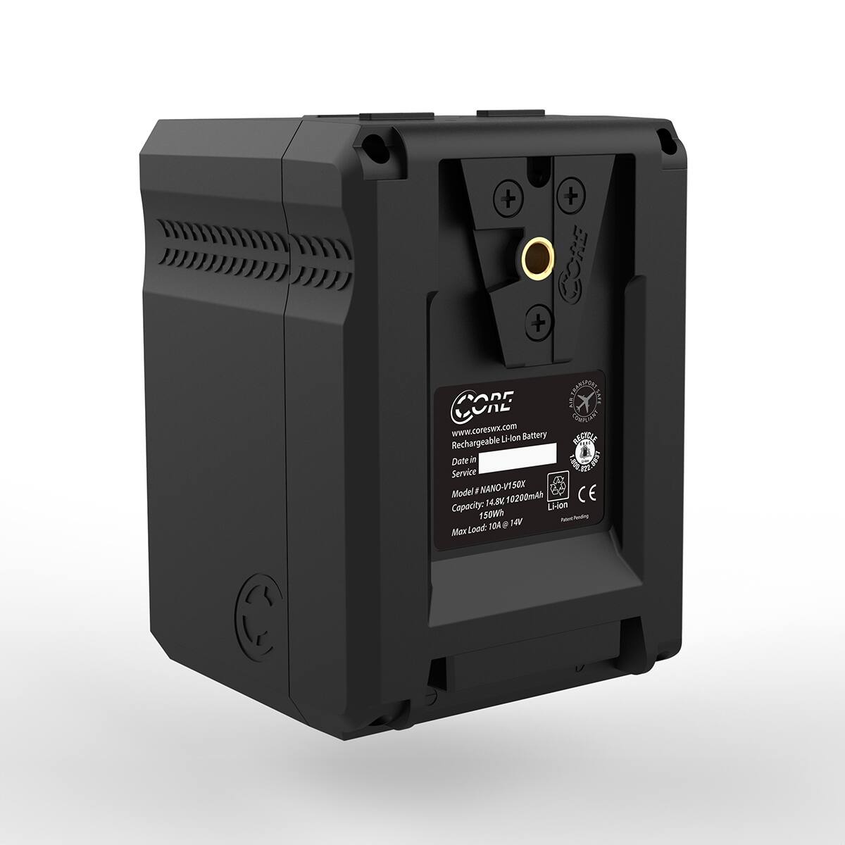 CODE O UNL COMPANY  
www.coreswx.com  
Non Battery REGICIA Rechargeable  
Date in LESS Service  
NANO-V V1 50X  
Model # CE  
Capacity: 14.8V, 10200mAh Li-ion  
150Wh  
Max Load: 104A @ 14V