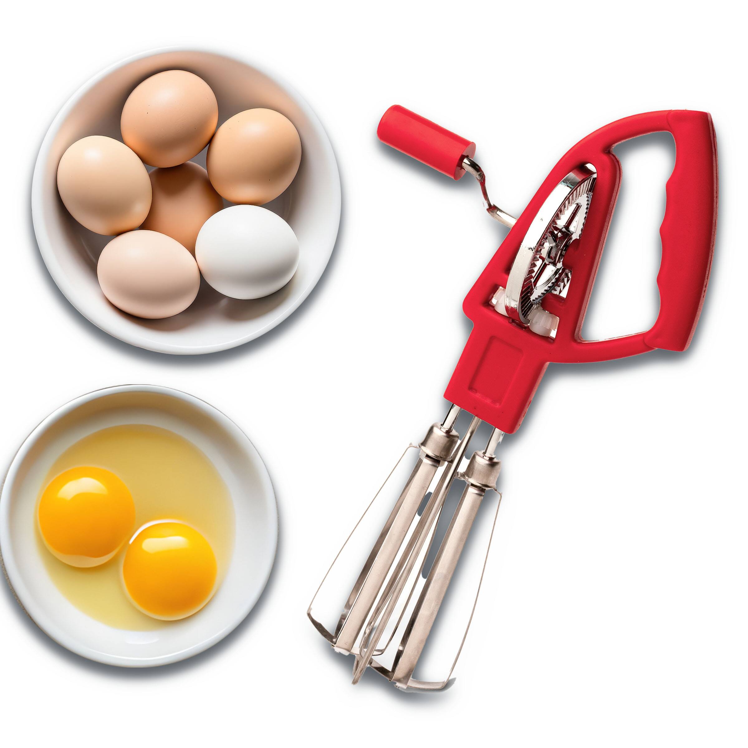 Alt View 1. Kings County Tools - Egg Beater Manual Hand Crank Mixer - Red.