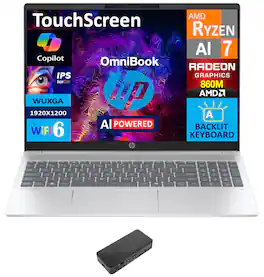 HP - OmniBook 5 Laptop 16.0 WUXGA (AMD Ryzen AI 7 350, 32GB LPDDR5X, 1TB PCIe SSD, AMD Radeon 860M, Win 11 Pro) - Glacier Silver