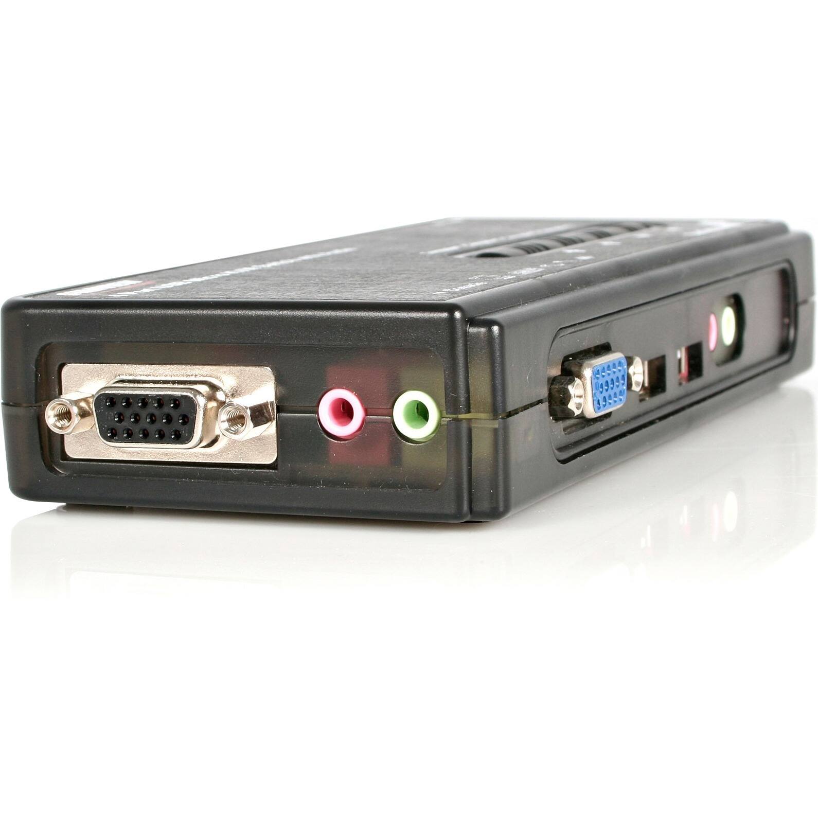 Alt View 1. Startech - 4 Port USB KVM Switch Kit with Audio and Cables - Black.