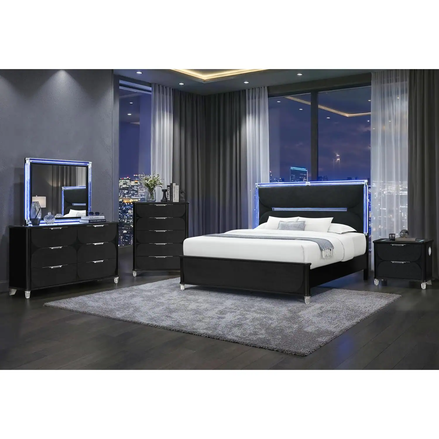 Left. Global Furniture USA - Lando Black Bedroom Accessory - Black.
