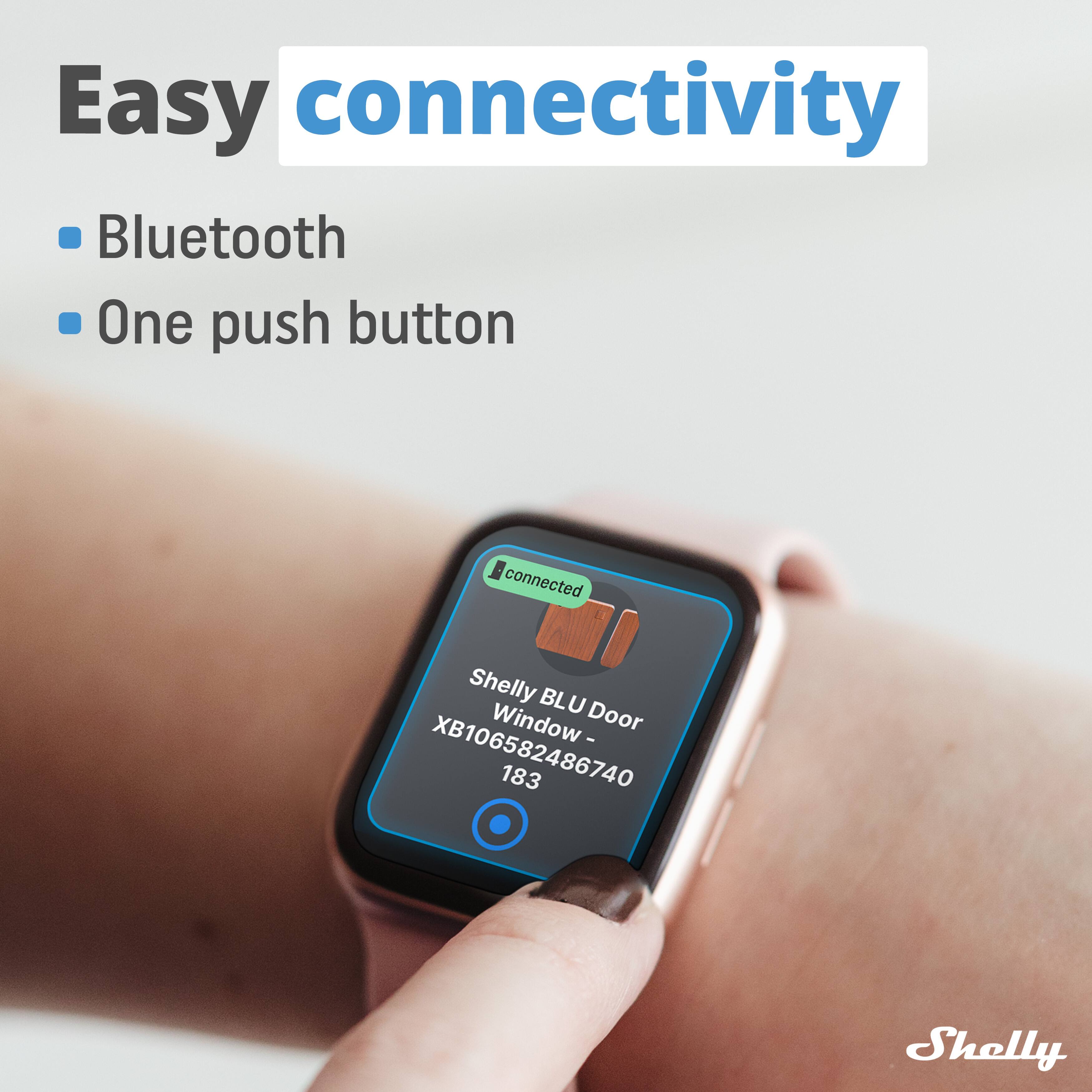Easy connectivity  
- Bluetooth  
- One push button  

Shelly BLU Window-Door  
XB106582486740  
183  

Shelly