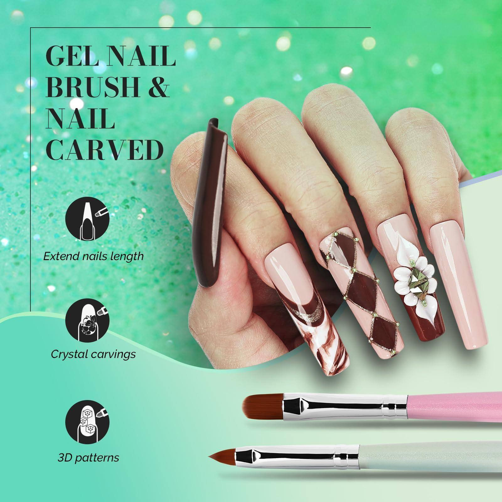 GEL NAIL BRUSH & NAIL CARVED

- Extend nails length
- Crystal carvings
- 3D patterns