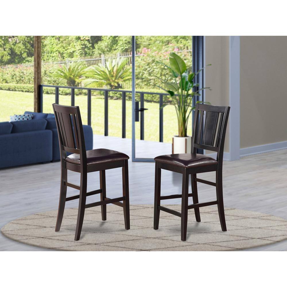 Left. East West Furniture - Buckland Counter Height Chair with Faux Leather Upholstered Seat in Black Finish - Black.