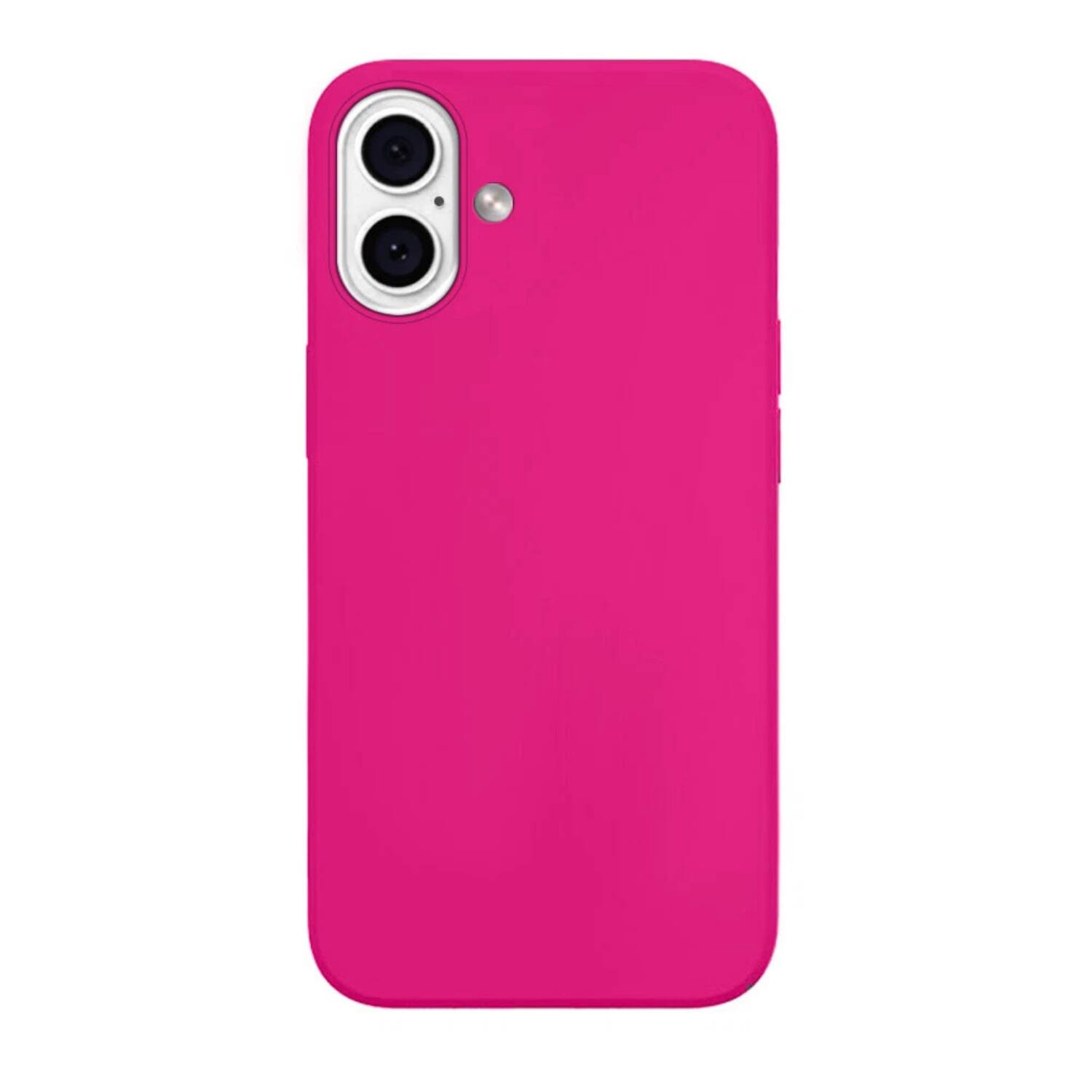 Angle. Home Collection - For Apple iPhone 16 Plus Case 6.7" Soft Liquid Silicone Shockproof Cover +Screen - Hot Pink.