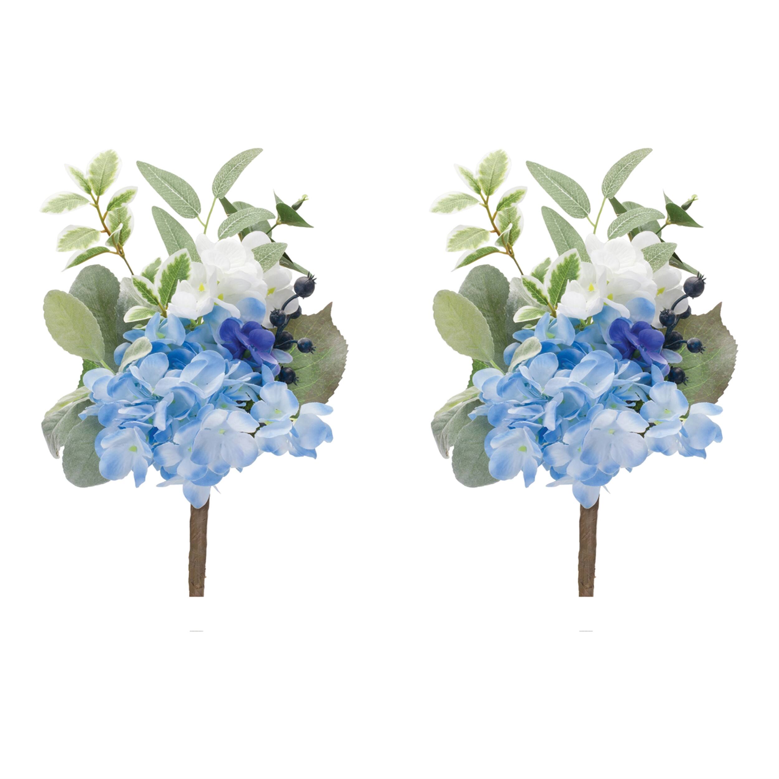 Angle. BreeBe - Mixed Floral Pick (Set of 2) - Blue, Green.