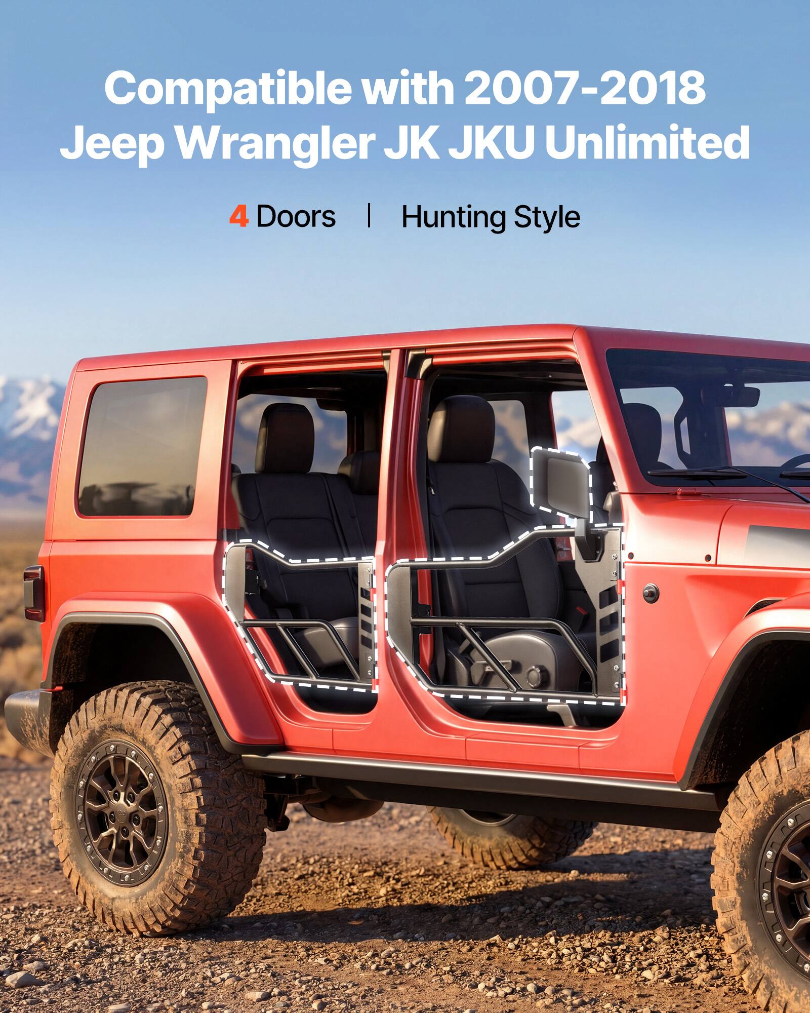 Compatible with 2007-2018 Jeep Wrangler JK JKU Unlimited  
4 Doors | Hunting Style