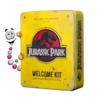 "Doctor Collector Presents Jurassic Park Welcome Kit: An adventure 65 million years in the making."
