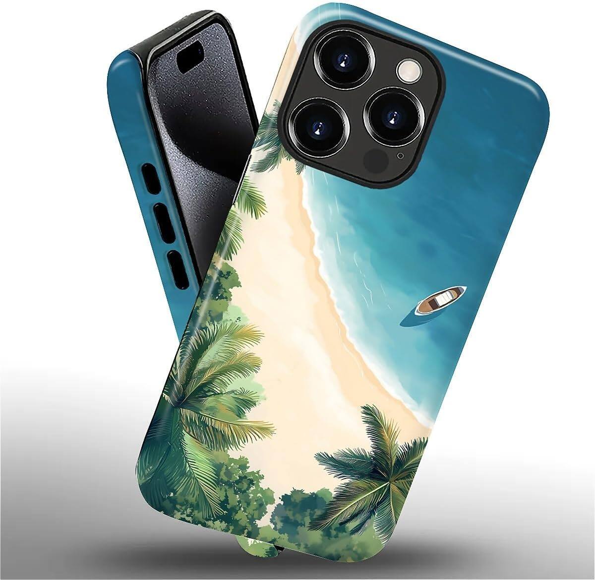 Alt View 2. BUBM - Smartphone Case for iPhone 16 Pro - 2-Layer Durable Smartphone Protection Case - Summer Beach.