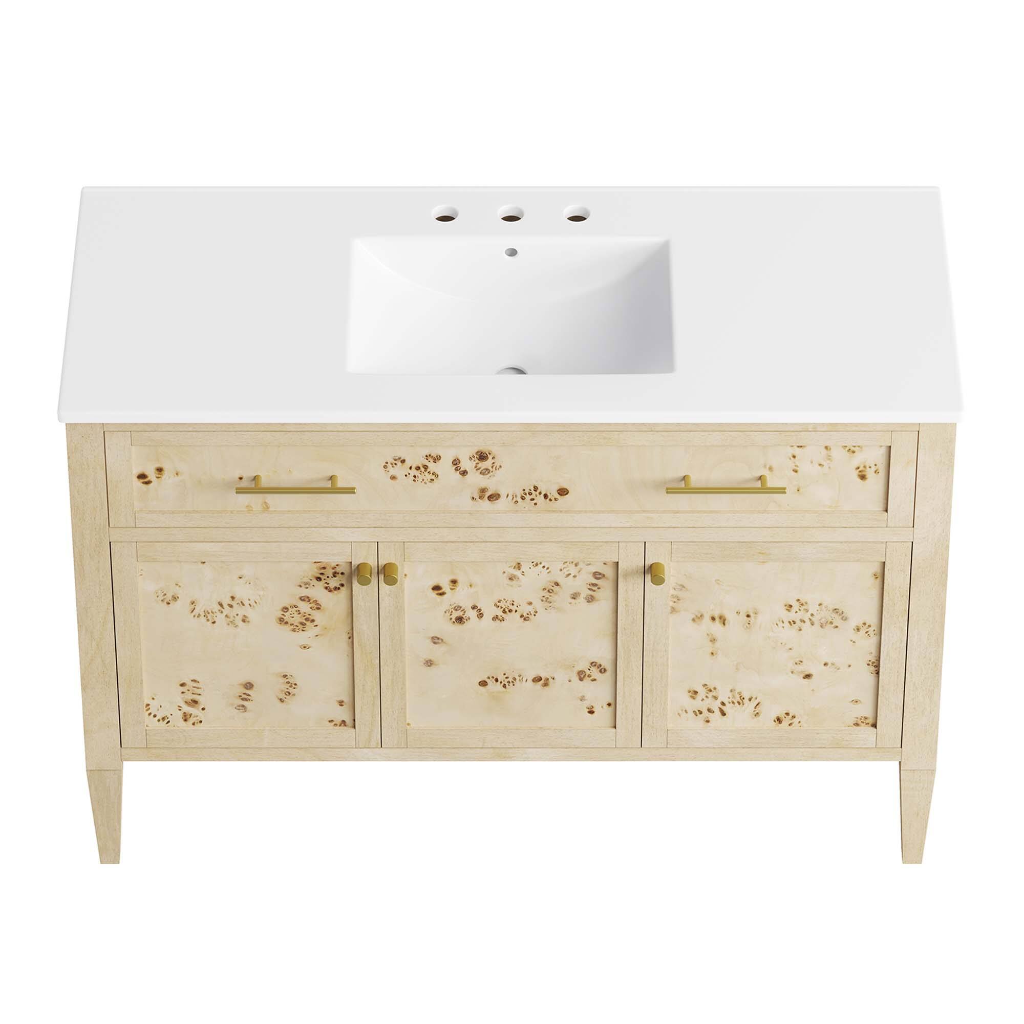 Alt View 6. Modway - Elysian Bathroom Cabinet Basin Not Included by Modway - White Burl.