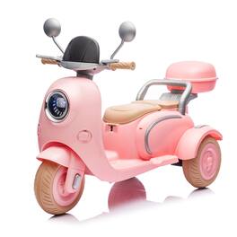 Aukfa - 12V Two Motors Kids Ride On Motorcycle - Two-Seater with Bluetooth, LED Headlight, Storage Trunk for Ages 3-6