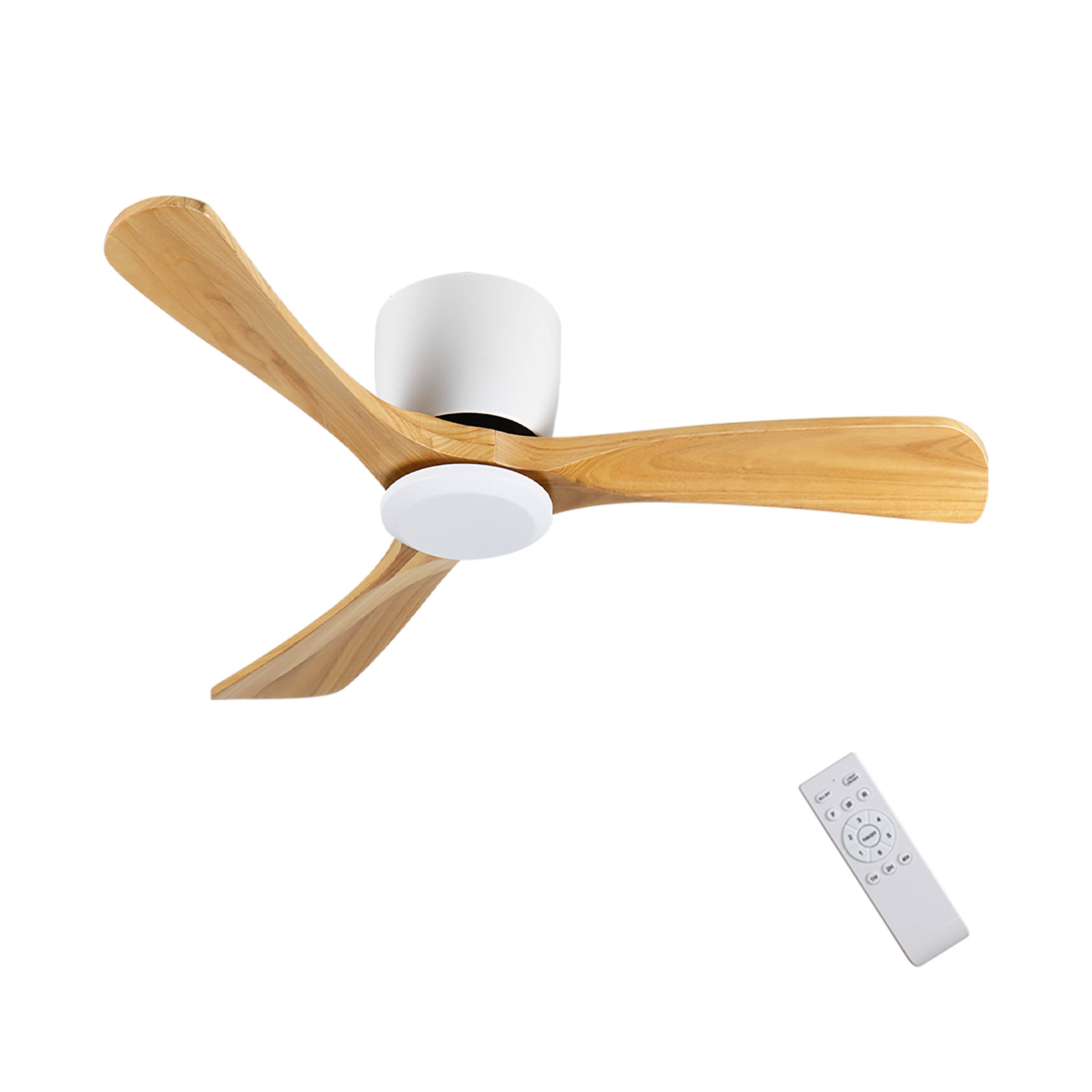 Front. Sofucor - 52in Wood Flush Mount Ceiling Fan No Light 6-Speed Noiseless DC Motor Reversible for Bedroom Living Room Outdoor Patio - White.