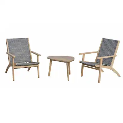 Front. New Classic Furniture - Radius 3-Piece Wood and Wicker Patio Set in Gray - Grey.