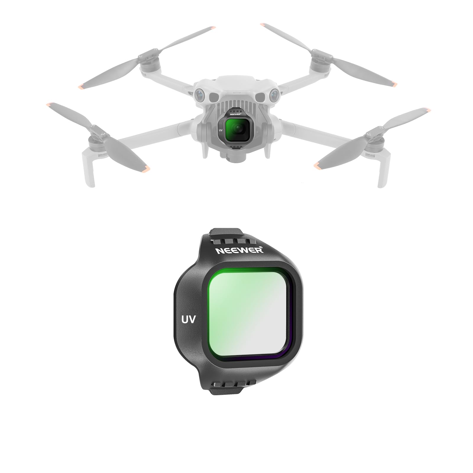 Front. Neewer - Snap-On UV Filter for DJI Mini 5 Pro Drone, Multi-Coated Optical Glass, Protective - Black.