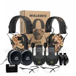 Walker’s - Walker's Razor Walkie Talkie Bundle with Ear Muff (Duck Camo) and Accessories - Black
