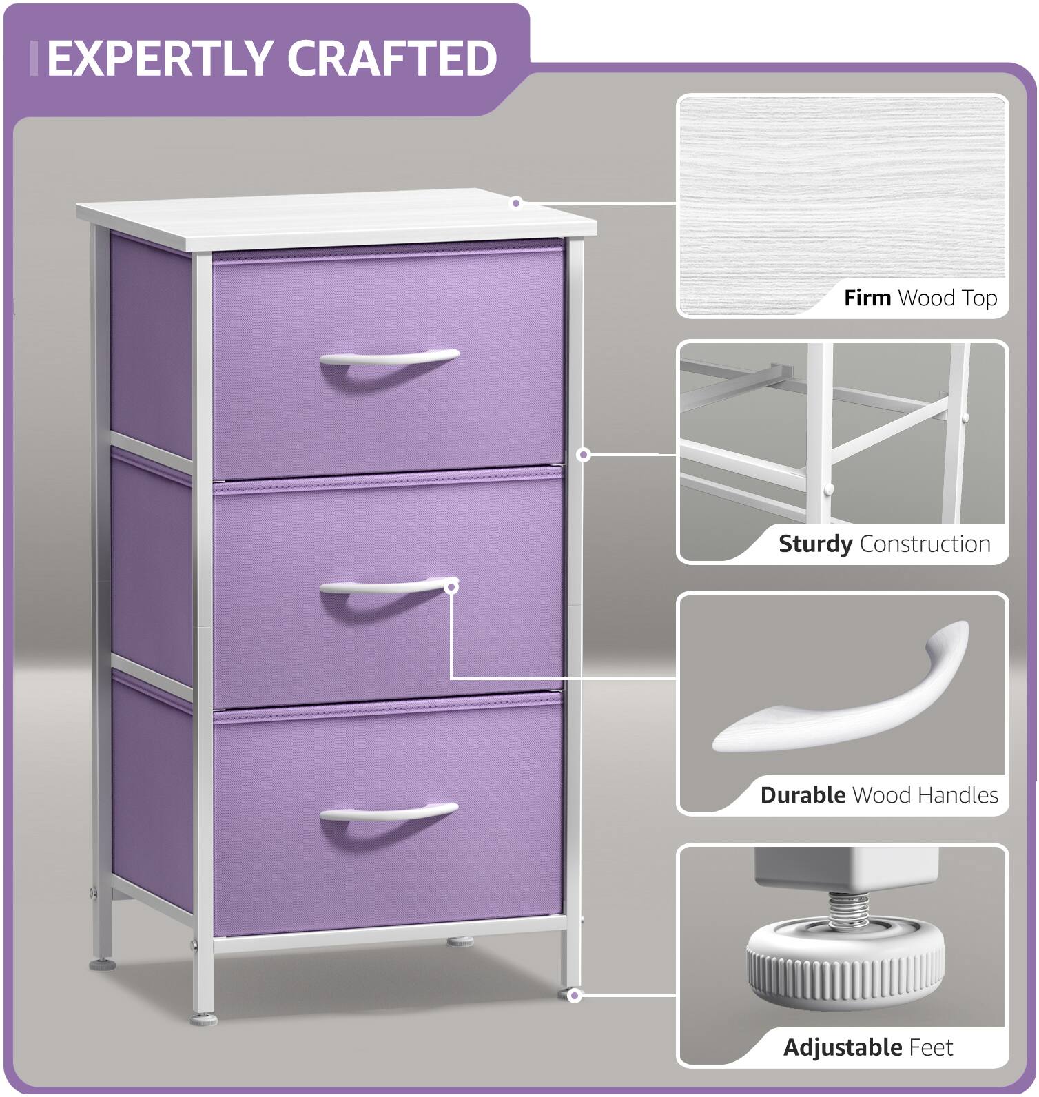 EXPERTLY CRAFTED

- Firm Wood Top
- Sturdy Construction
- Durable Wood Handles
- Adjustable Feet