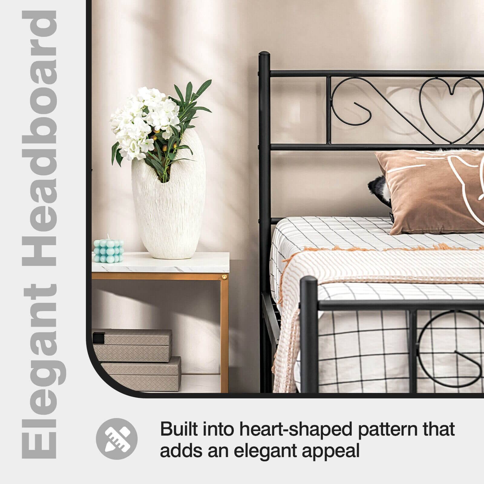 Elegant Headboard Built into heart-shaped pattern that adds an elegant appeal