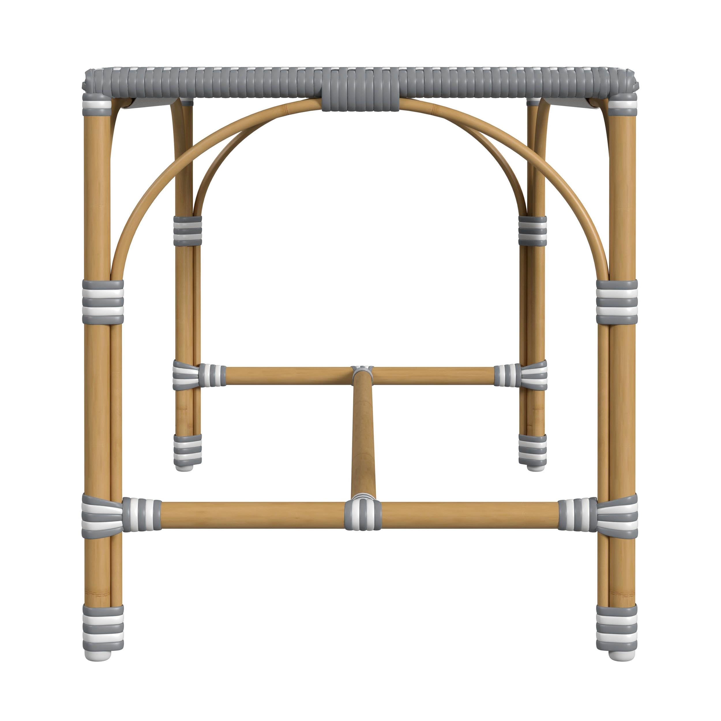 Back. Butler Specialty - Tobias 40 in. W Outdoor Rectangular Rattan Dining Bench - Gray And White Dot.