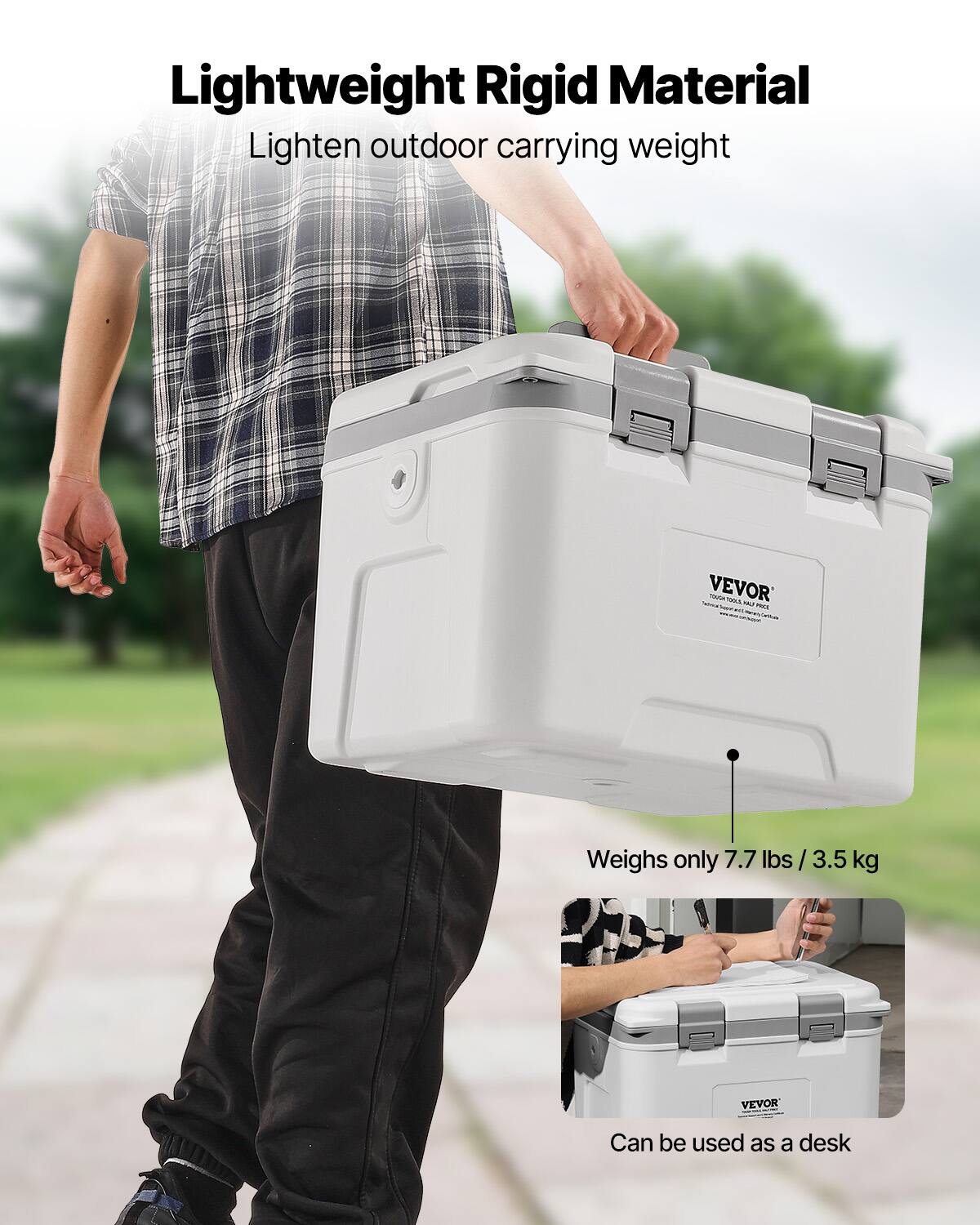 Lightweight Rigid Material  
Lighten outdoor carrying weight  

Weighs only 7.7 lbs / 3.5 kg  

Can be used as a desk