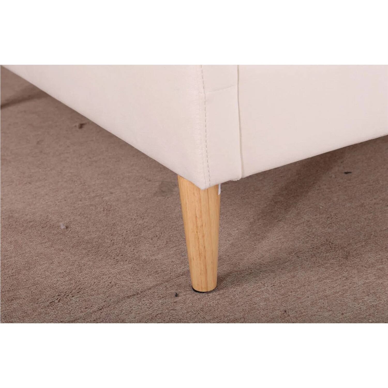 Alt View 1. Hivvago - Hivvago Twin size Mid-Century Modern Velvet Upholstered Daybed - Off-White.