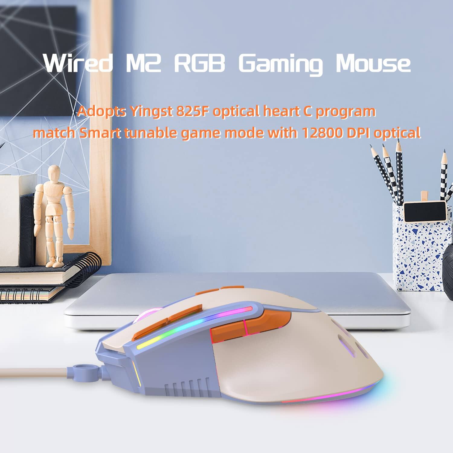 Wired M2 RGB Gaming Mouse

Adopts Yingst 825F optical heart C program match Smart tunable game mode with 12800 DPI optical