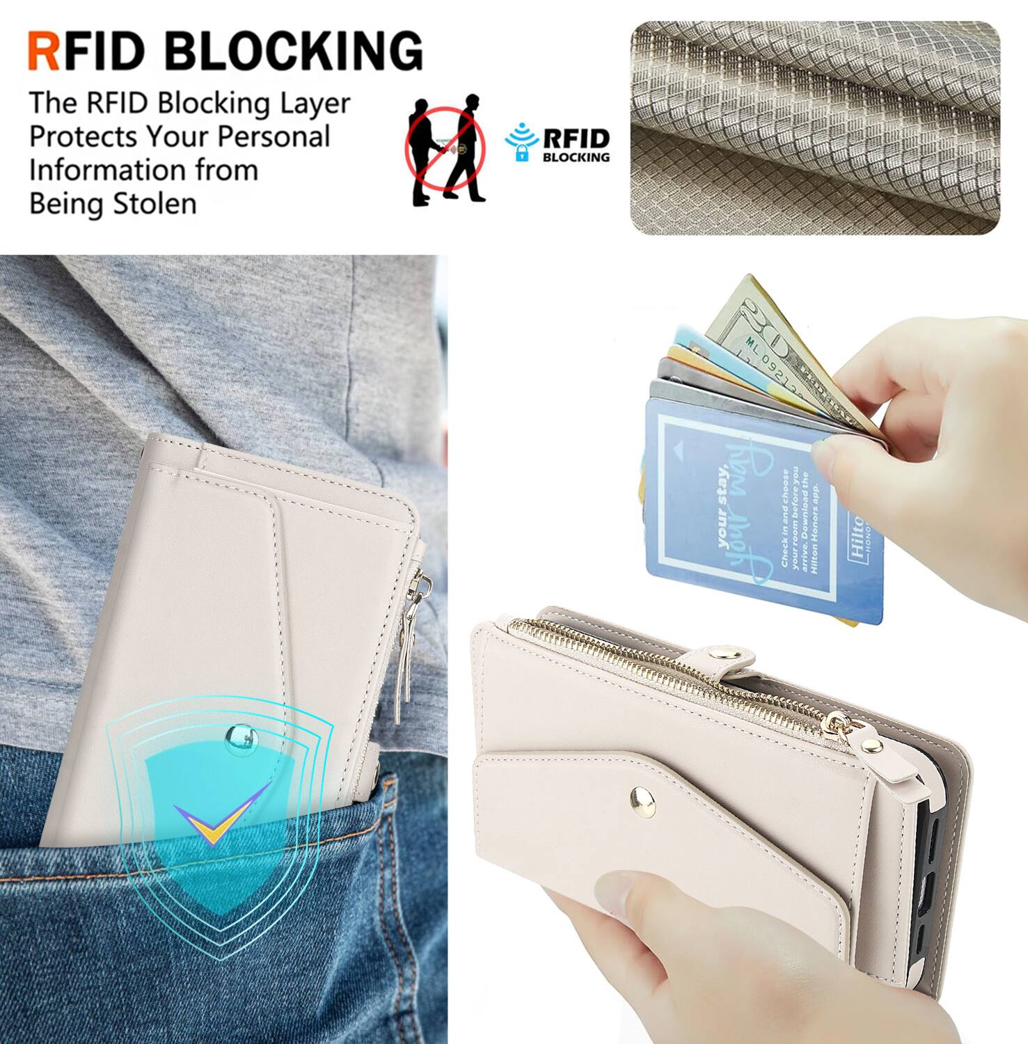 RFID BLOCKING  
The RFID Blocking Layer Protects Your Personal Information from Being Stolen  

RFID BLOCKING 20 ML 09212  

Stay.  
Check in.  
Arrive.  
Download.  
Explore.  
Hilton!