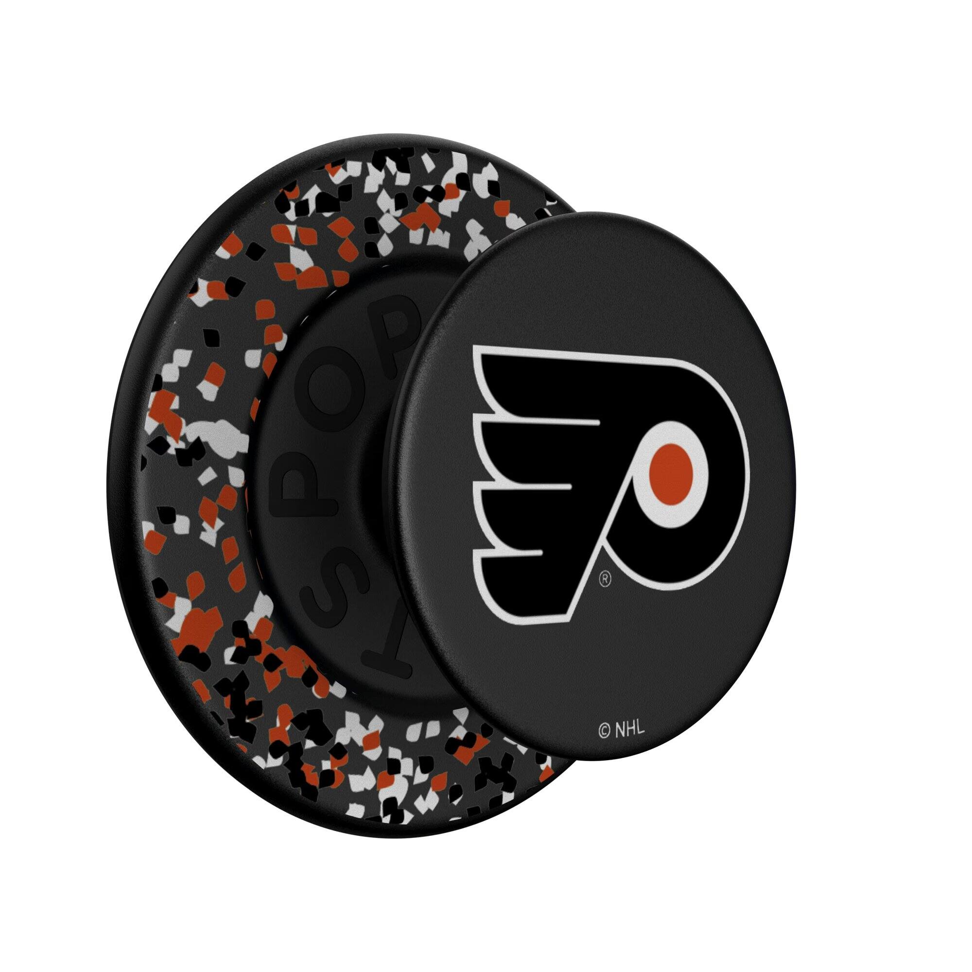 Alt View 1. Keyscaper - Philadelphia Flyers Confetti Magnetic Phone Grip & Stand - No Size - Black.