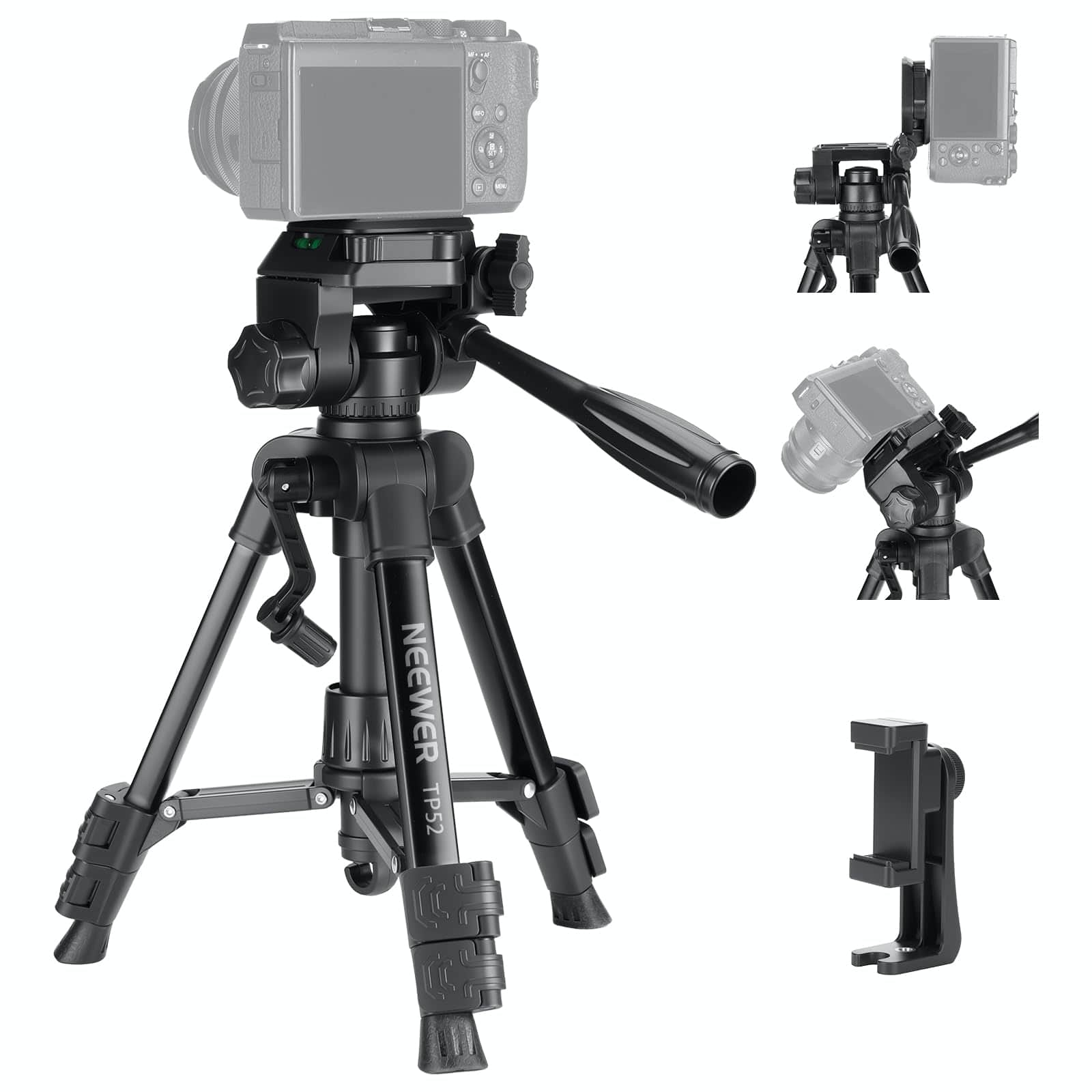Neewer - Entry-Level Mini Desk Tripod - 3-Way Pan Head for iPhone, DSLR, Webcam & Video Recording