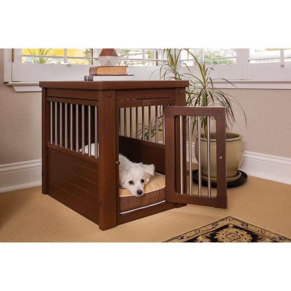 Left. New Age Pet - ECOFLEX Dog Crate End Table - Russet Small.