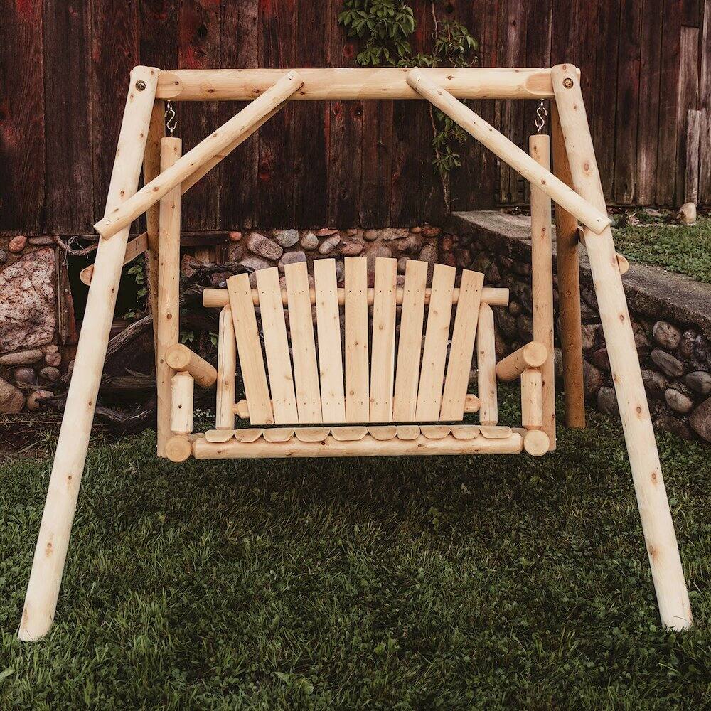 Alt View 1. Contoured Comfort - Cedar Log 4ft Yard Swing - Brown.